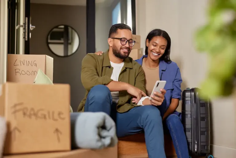 A couple waiting for movers during moving day