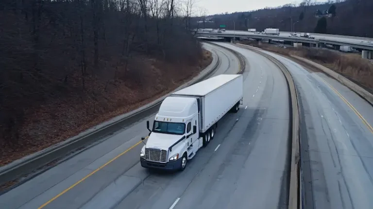 Professional moving truck traveling on the highway